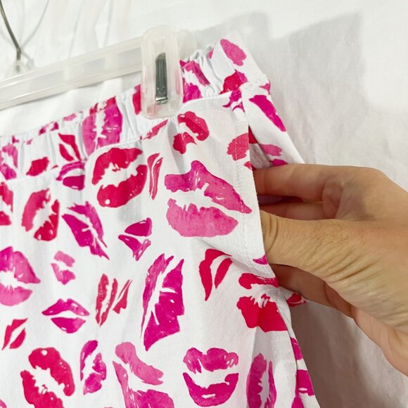 Ibkomfortable Ibkul White Pink Lip Print Pull On Shorts UPF 50+ Quick Dry MEDIUM - Picture 3 of 8